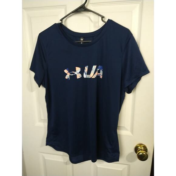 Under Armour Woman XL Tee Speed Stride Blue Shirt Sleeve Activewear - Picture 1 of 7